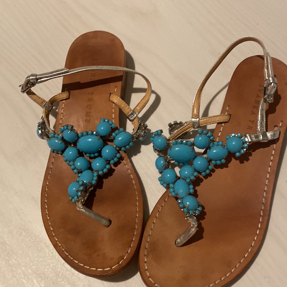 IvanKa Trump 7 Turqoise Stone Sandals
